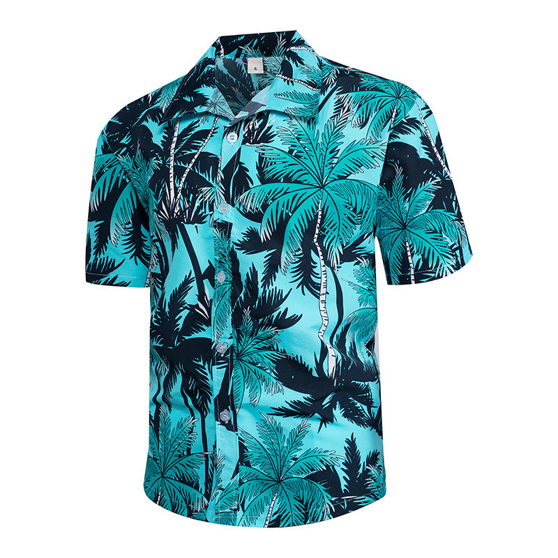 Camicie da spiaggia hawaiane a maniche corte con bottoni, motivo floreale estivo da uomo | CS