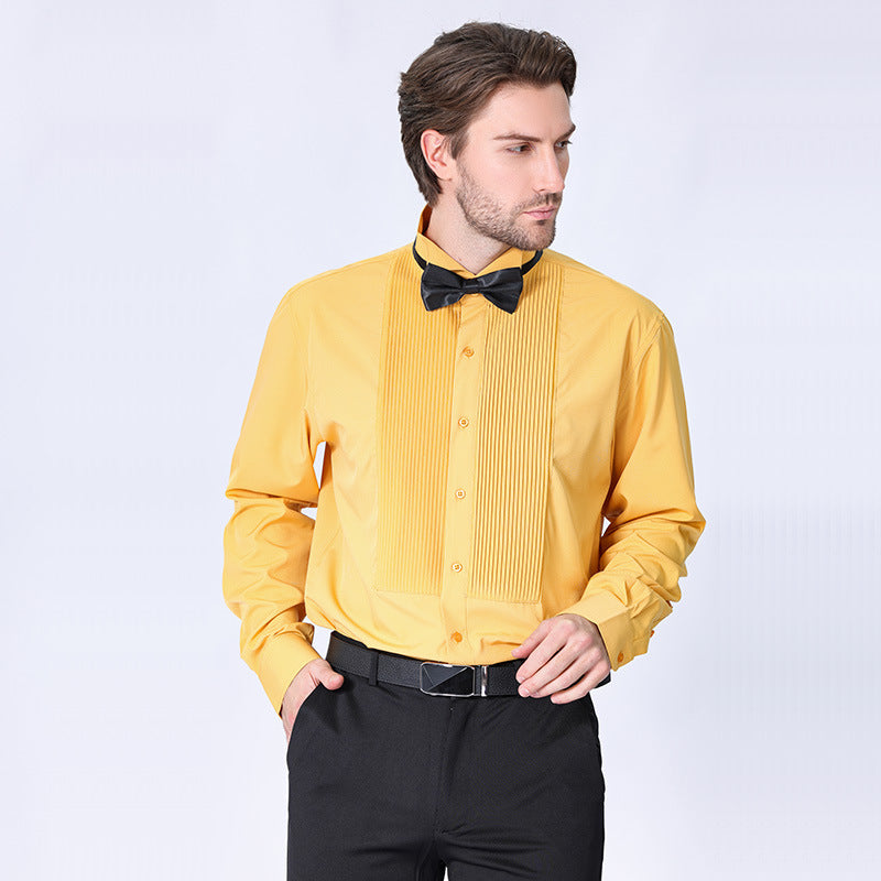 Camicia da uomo con doppia pieghe, elegante camicia francese da lavoro di alta qualità | LF631
