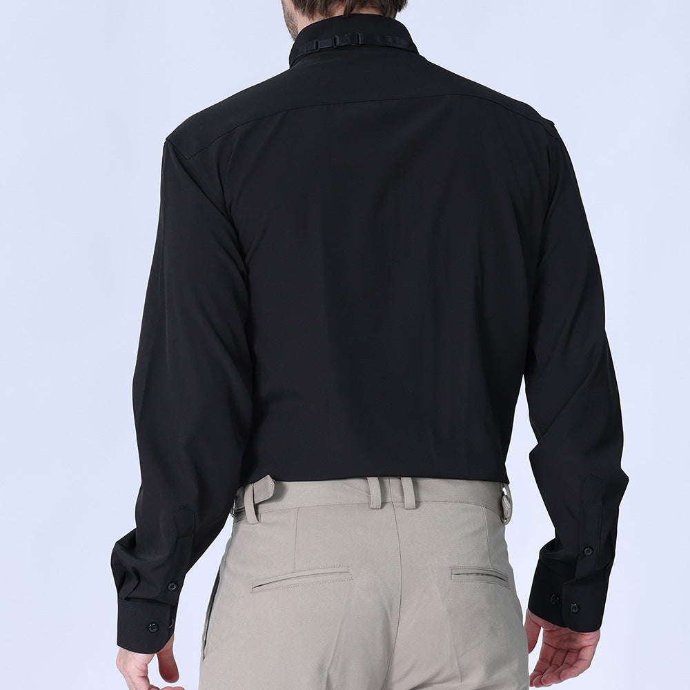 Camicia da uomo con doppia pieghe, elegante camicia francese da lavoro di alta qualità | LF631