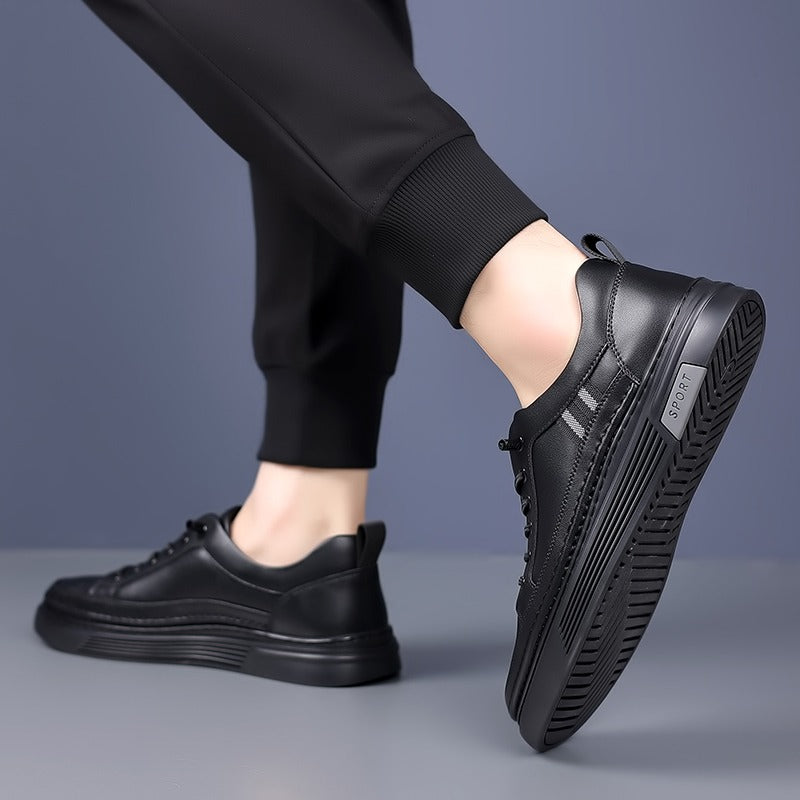 Sneakers in pelle casual con punta affilata comode scarpe traspiranti con lacci | L8081