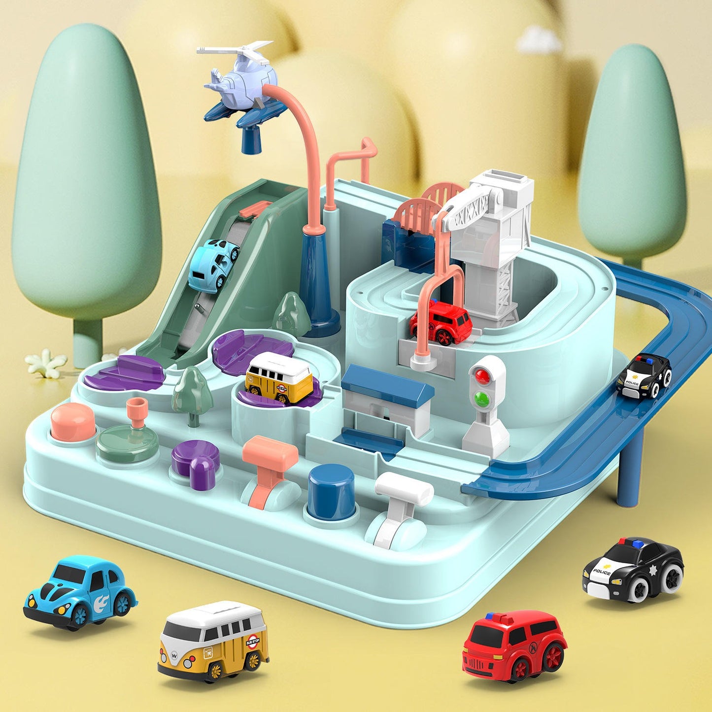 Bambini Avventura Veicoli Giocattoli Puzzle Città Salvataggio Educativo Playset Slot Car Pista Giocattolo Mini Telecomandato Auto
