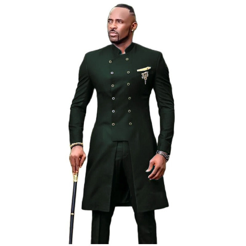 Smoking doppiopetto da uomo, completo da sposo, giacca e pantalone slim | 2016054 (1873)
