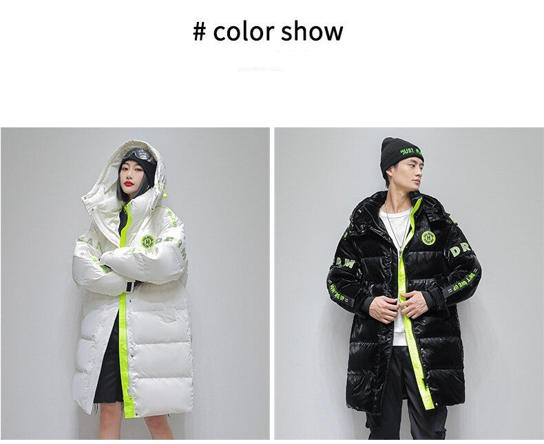 Unisex Inverno Piumino d'anatra Più giacche spesse Cerniera Cappuccio Imbottito Lungo Cappotto