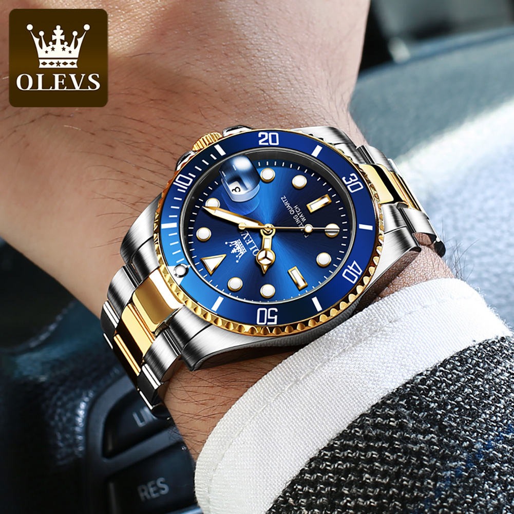Men's Premium Stainless Steel Band Quartz Watch with Calendar Fashion Wristwatch | OLEVS5885