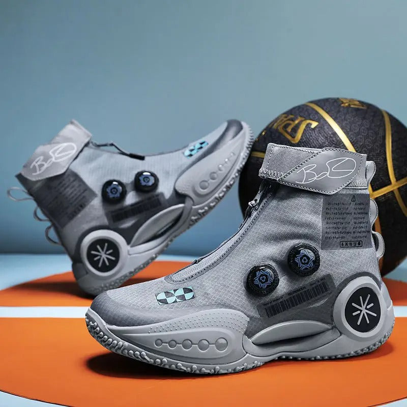 Baskets d'extérieur unisexes respirantes à boucle rotative, chaussures de sport décontractées, de course, de mode, blanc cassé | 8826