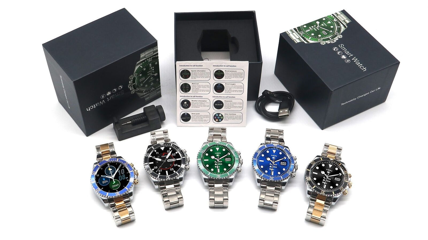 Montre connectée pour homme avec bracelet en acier et appels BT, style Rolex, pour le sport et les affaires | AW-12