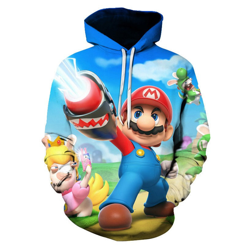 Felpa con cappuccio stampata Super Mario Bros Pullover Autunno hip-hop Cappotto Felpa Maglione | w17747