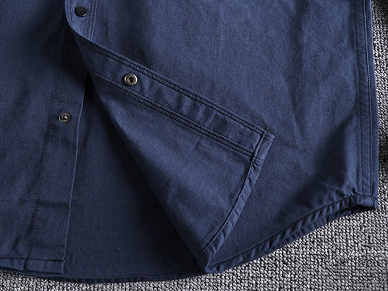 Vintage Workwear Double Pocket Shirt Retro Casual Classic Shirt Top for Men | V38