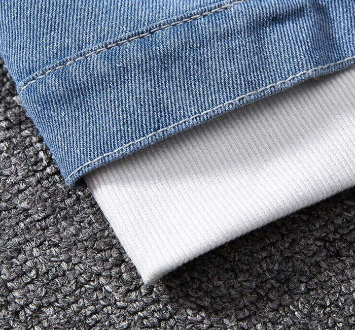 Manteau en jean à manches longues avec capuche et jean déchiré pour homme, veste vintage | 6693
