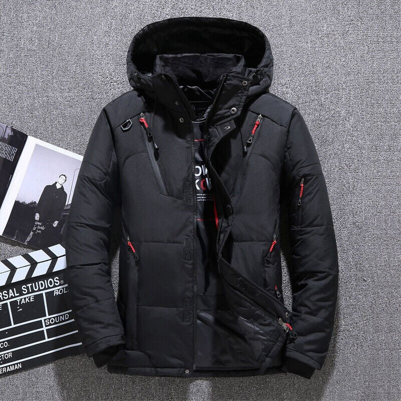 Parka da uomo, piumino d'anatra, cappotto invernale spesso con cappuccio, giacca da trekking calda | 1987