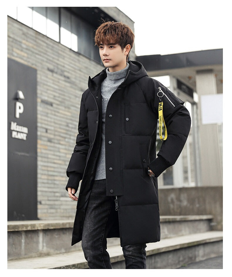 Uomo caldo lungo parka casual cappotto cerniera imbottito piumino giacca | 550