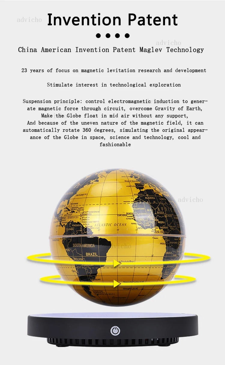 Lampe de table de luxe en forme de globe magnétique en lévitation, globe terrestre flottant, décoration pour la maison et le bureau, cadeau avec veilleuse |