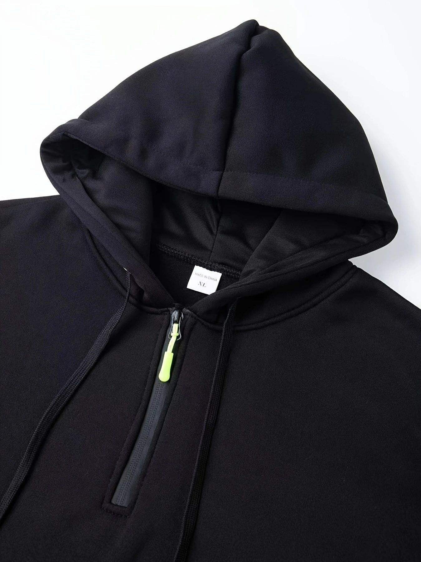 Men’s Pullover Hoodie Solid Pattern Zippered Lined Collar Loose Fit Casual Sportswear | TZ-28