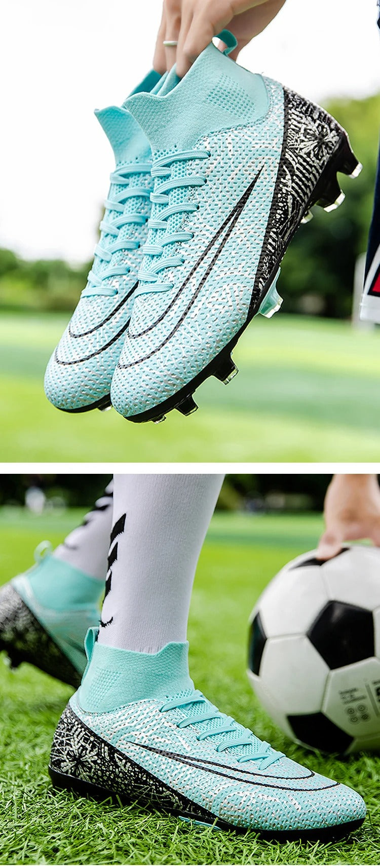 Chaussures de football professionnelles à crampons montantes et respirantes | 23152