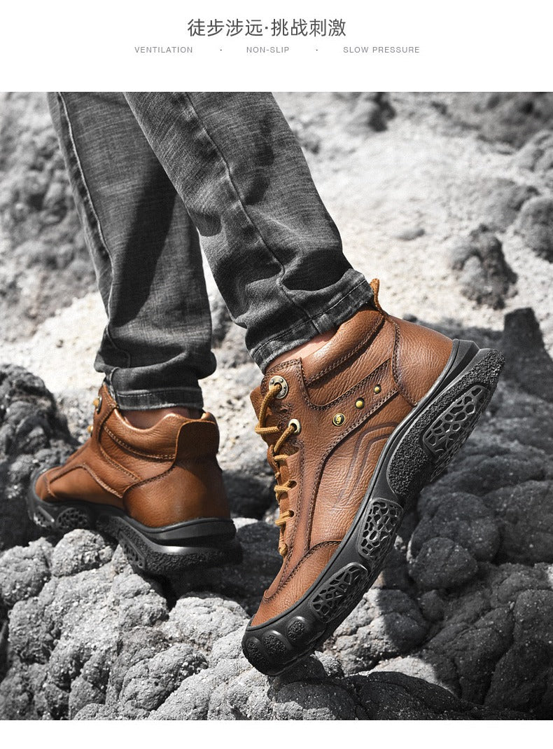 Bottes classiques formelles en cuir pour hommes, chaussures de randonnée imperméables pour l'extérieur | 5202