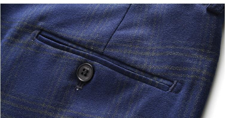 Completo da uomo a quadri 3 pezzi slim fit doppiopetto giacca gilet pantaloni | 6027