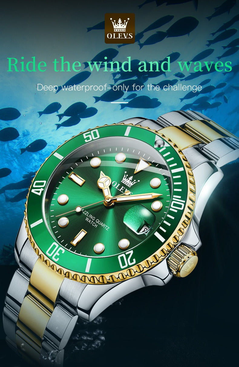 Men's Premium Stainless Steel Band Quartz Watch with Calendar Fashion Wristwatch | OLEVS5885