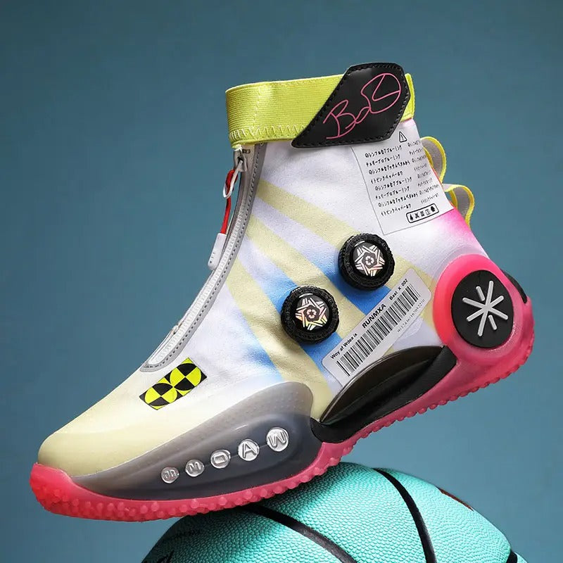 Baskets d'extérieur unisexes respirantes à boucle rotative, chaussures de sport décontractées, de course, de mode, blanc cassé | 8826
