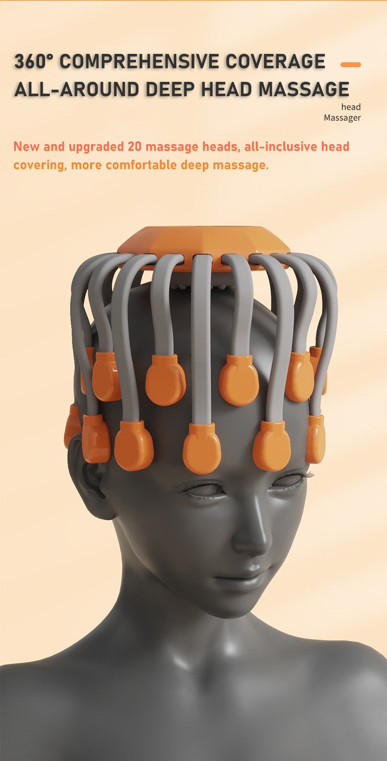 Appareil de massage intelligent pour le cuir chevelu et la tête, appareil de relaxation pour tout le corps, soulage la fatigue, appareil de massage électrique pour le cuir chevelu Octopus | MZ-HM156