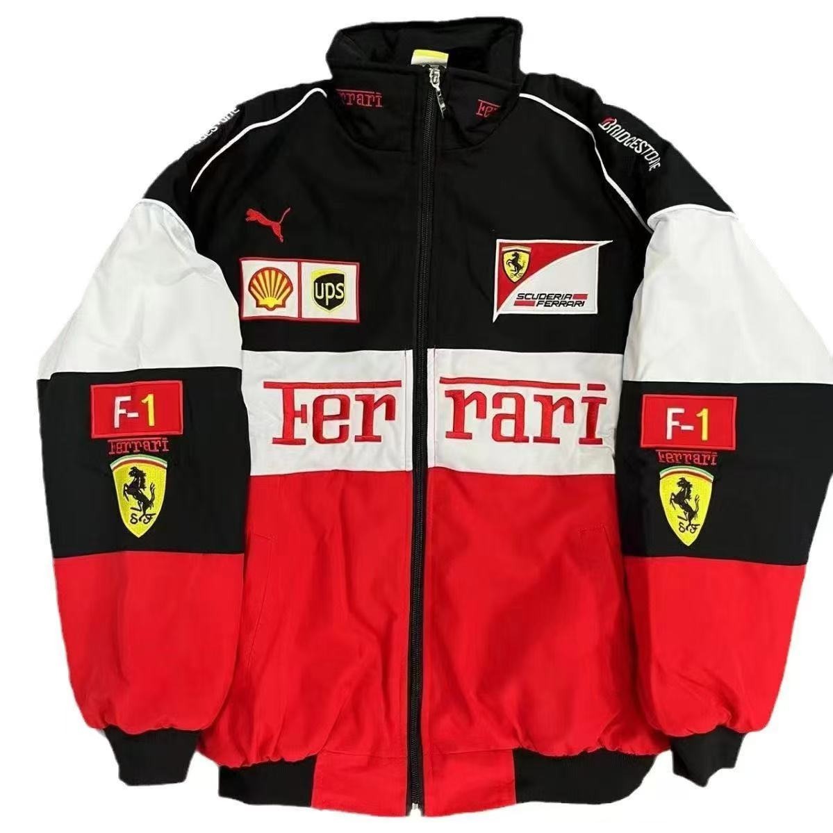 F1 Ferrari Embroidered Racing Suit Jacket Retro Style Motorcycle Riding Jacket for Spring & Autumn | AL776286320703