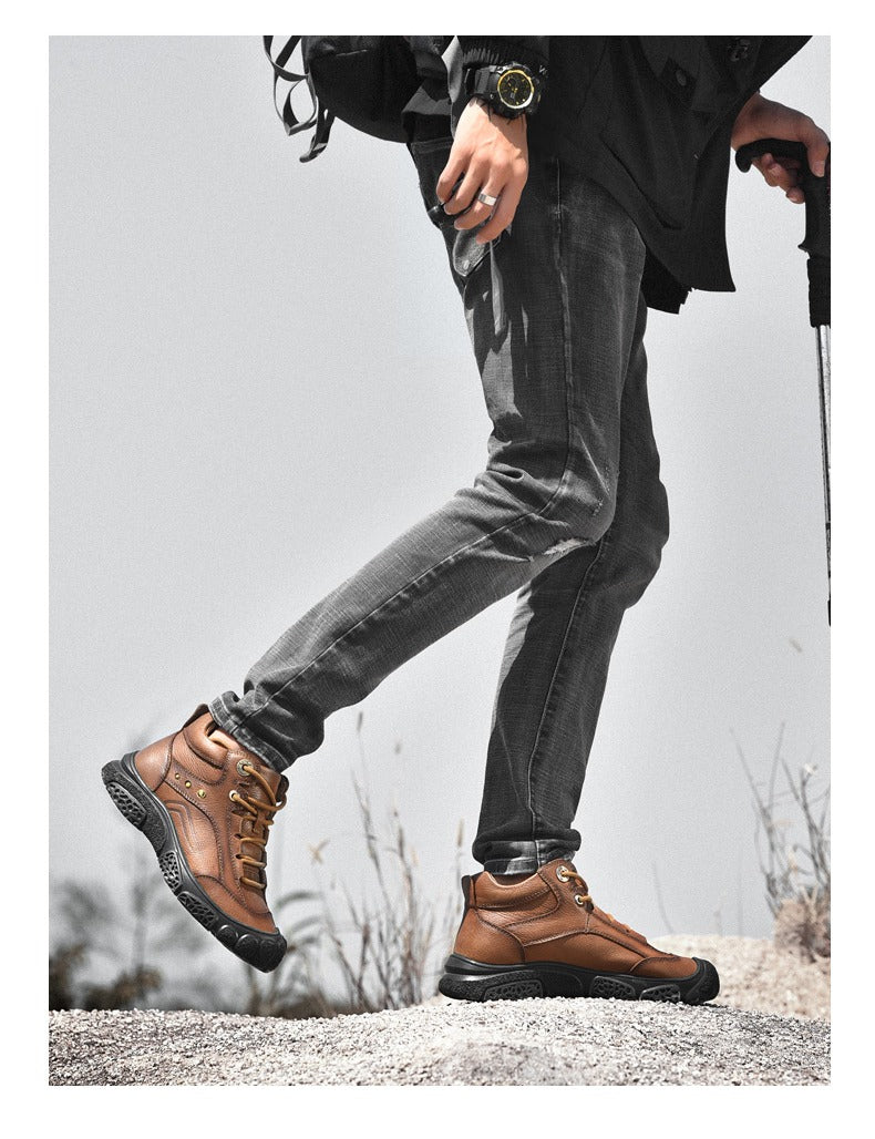 Bottes classiques formelles en cuir pour hommes, chaussures de randonnée imperméables pour l'extérieur | 5202
