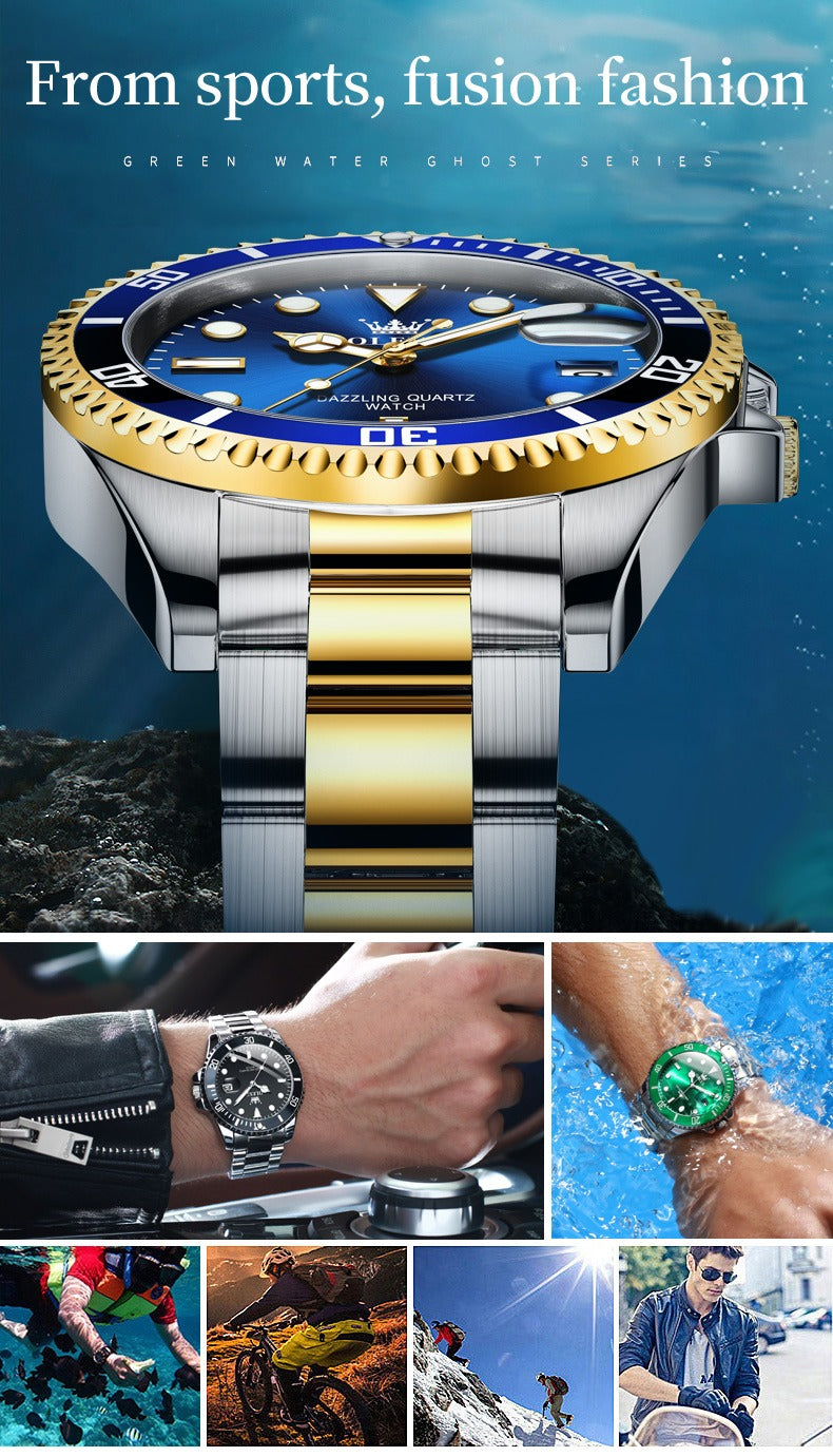Men's Premium Stainless Steel Band Quartz Watch with Calendar Fashion Wristwatch | OLEVS5885
