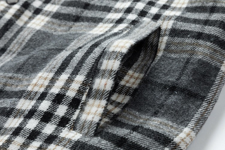 Giacca invernale da uomo di alta qualità, in lana a quadri, pesante, taglie forti, con cappuccio, a quadri, oversize | 88027