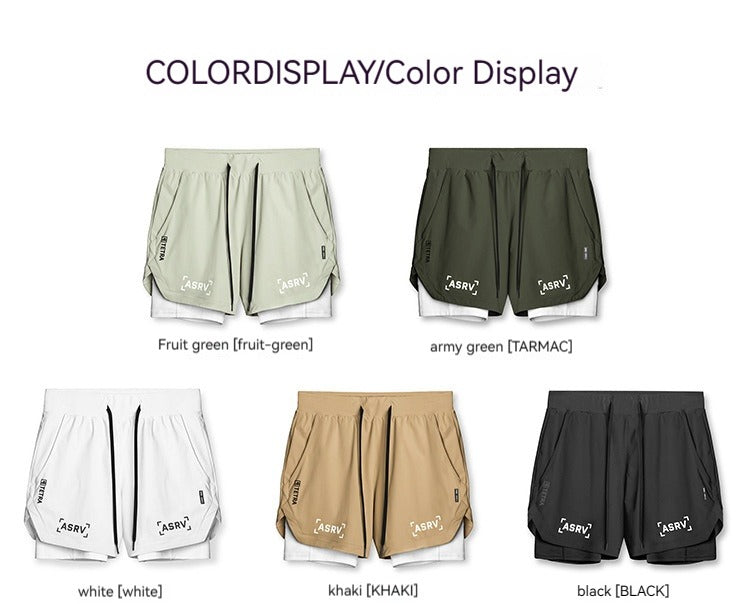 New Double Deck Running Shorts Fitness Workout Bermuda Quick Dry Short Pants Bottoms | K-55