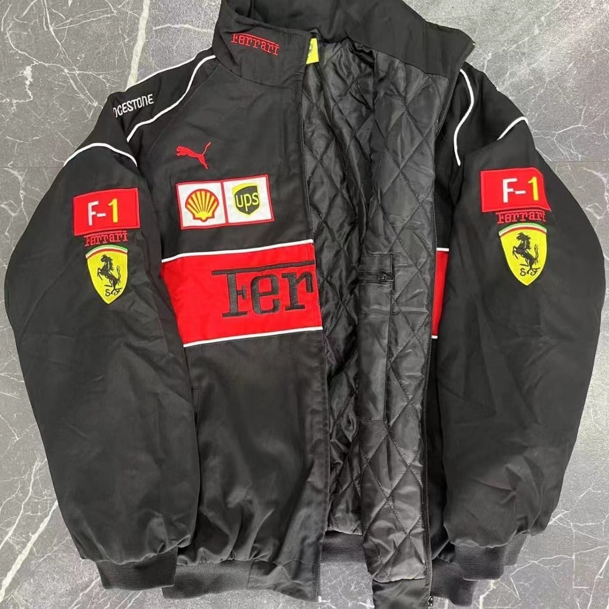 F1 Ferrari Embroidered Racing Suit Jacket Retro Style Motorcycle Riding Jacket for Spring & Autumn | AL776286320703