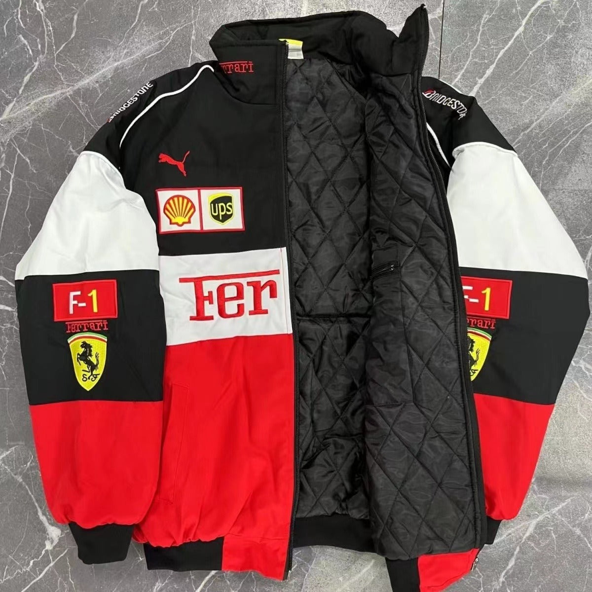 F1 Ferrari Embroidered Racing Suit Jacket Retro Style Motorcycle Riding Jacket for Spring & Autumn | AL776286320703