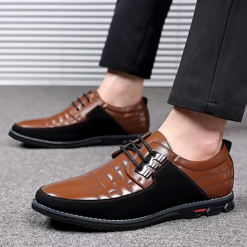 Men's Plaid British Style Derby Shoes Non-Slip Leather Loafers Moccasins Wedding Dress Shoes |