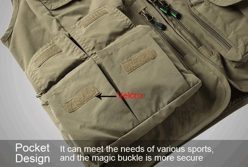 Gilet cargo multitasche da uomo, maglione da pesca per arrampicata, campeggio, escursionismo, gilet estivo