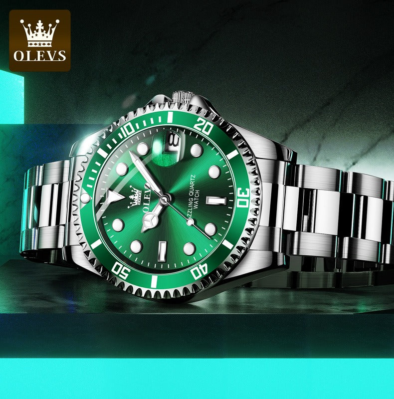 Men's Premium Stainless Steel Band Quartz Watch with Calendar Fashion Wristwatch | OLEVS5885