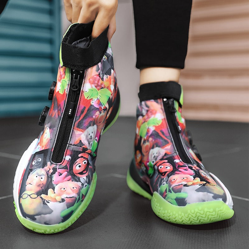Baskets d'extérieur unisexes respirantes à boucle rotative, chaussures de sport décontractées, de course, de mode, blanc cassé | 8826