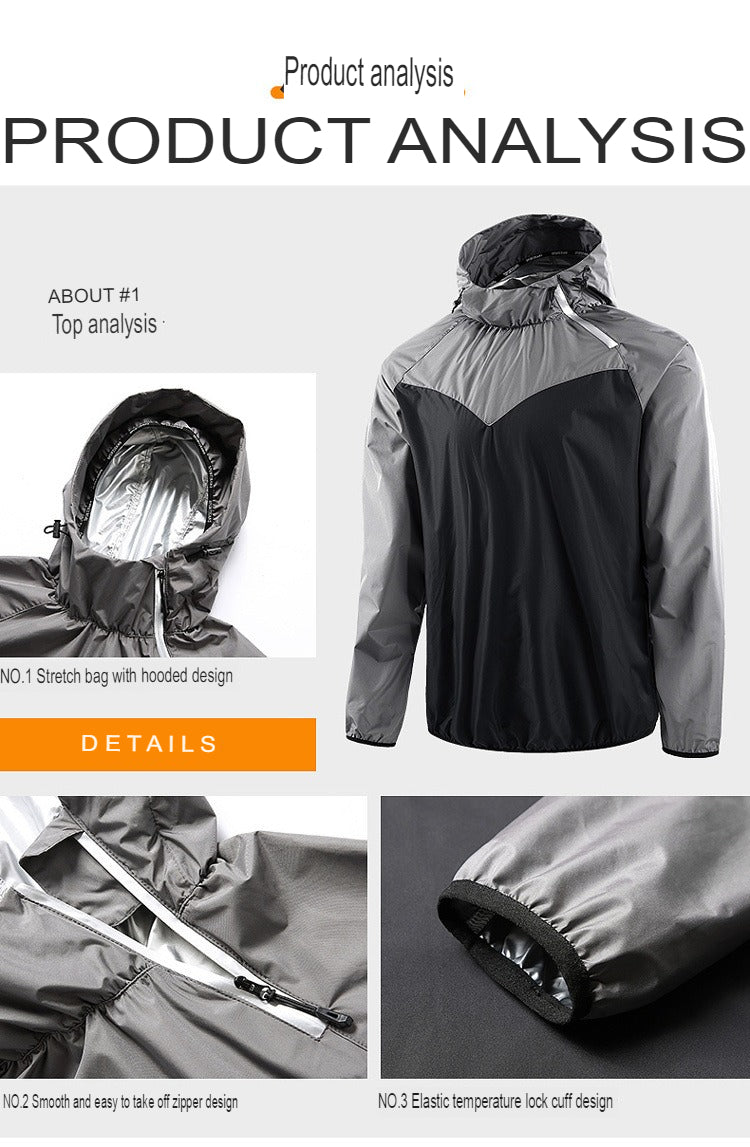 Men's Running Pullover Two-Piece Set Weight Loss Control Body Fat Sauna Sweat Suit | YJ9681