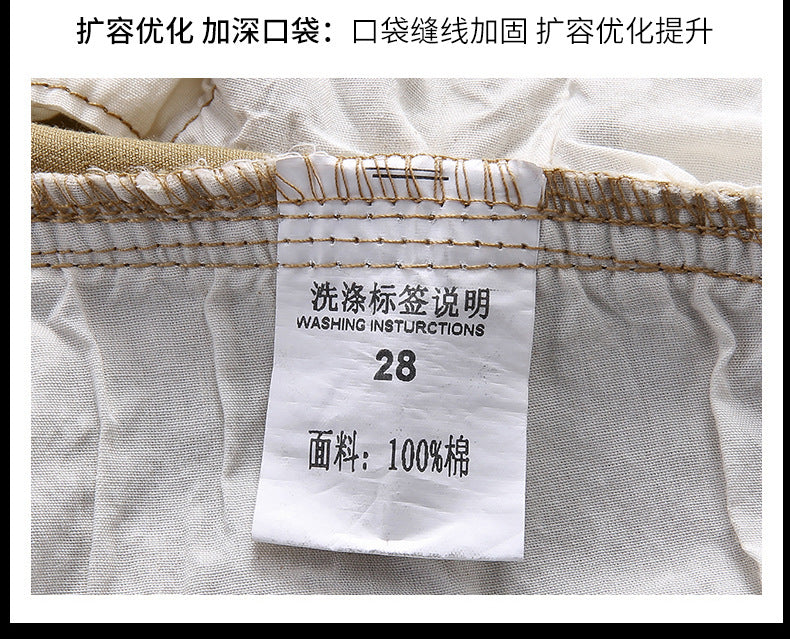 Men's Summer Loose Straight Belt Outdoor Solid Cotton Multi Pocket Shorts | 170