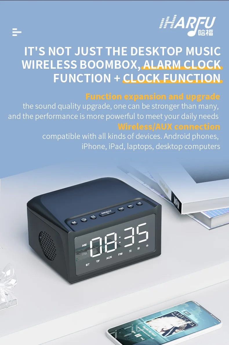 Sveglia con schermo grande e ricarica wireless da 15 W, altoparlante portatile Bluetooth | 2023