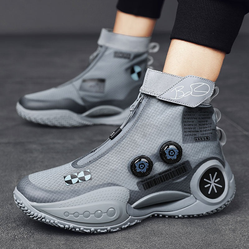 Baskets d'extérieur unisexes respirantes à boucle rotative, chaussures de sport décontractées, de course, de mode, blanc cassé | 8826