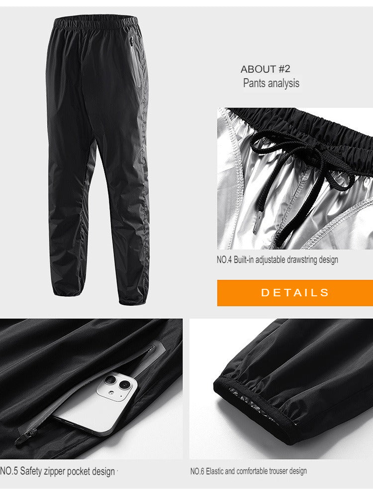 Men's Running Pullover Two-Piece Set Weight Loss Control Body Fat Sauna Sweat Suit | YJ9681