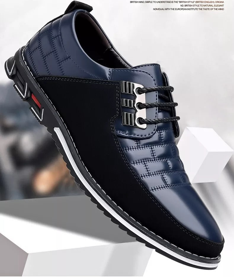 Men's Plaid British Style Derby Shoes Non-Slip Leather Loafers Moccasins Wedding Dress Shoes |