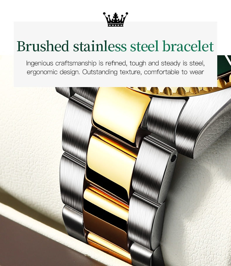 Men's Premium Stainless Steel Band Quartz Watch with Calendar Fashion Wristwatch | OLEVS5885