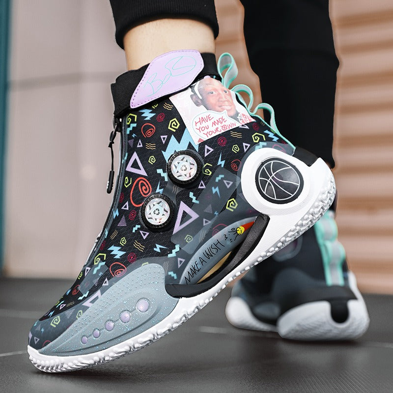 Baskets d'extérieur unisexes respirantes à boucle rotative, chaussures de sport décontractées, de course, de mode, blanc cassé | 8826