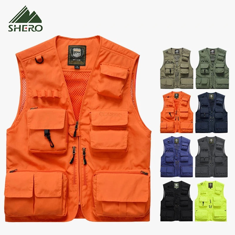 Gilet cargo multitasche da uomo, maglione da pesca per arrampicata, campeggio, escursionismo, gilet estivo