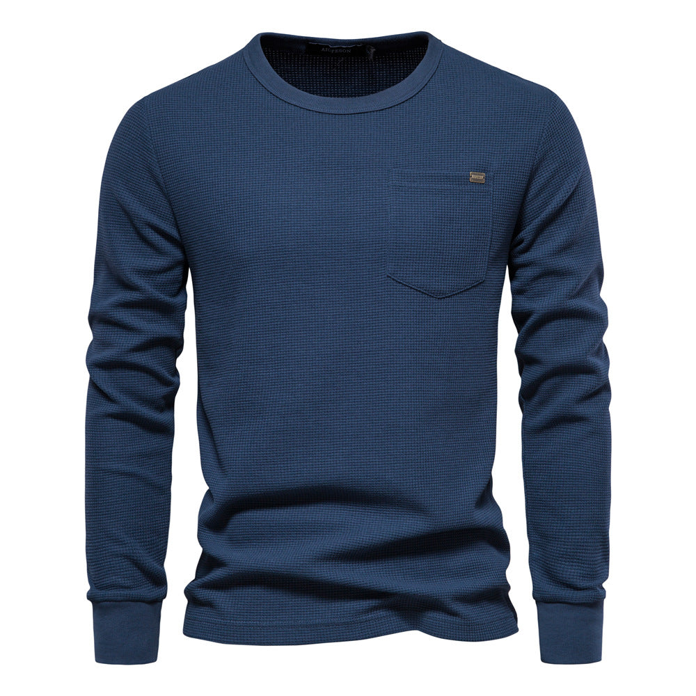 T-shirt da uomo a maniche lunghe, pesante, girocollo, tinta unita | TS1078