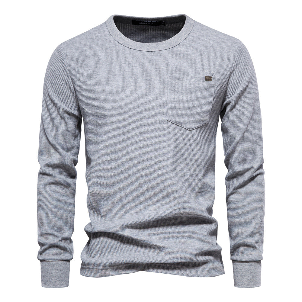 T-shirt da uomo a maniche lunghe, pesante, girocollo, tinta unita | TS1078