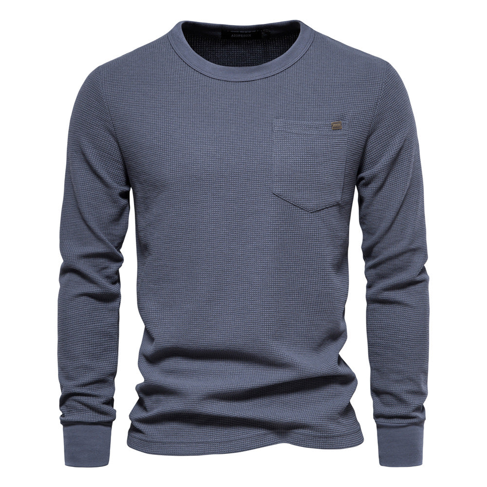 T-shirt da uomo a maniche lunghe, pesante, girocollo, tinta unita | TS1078