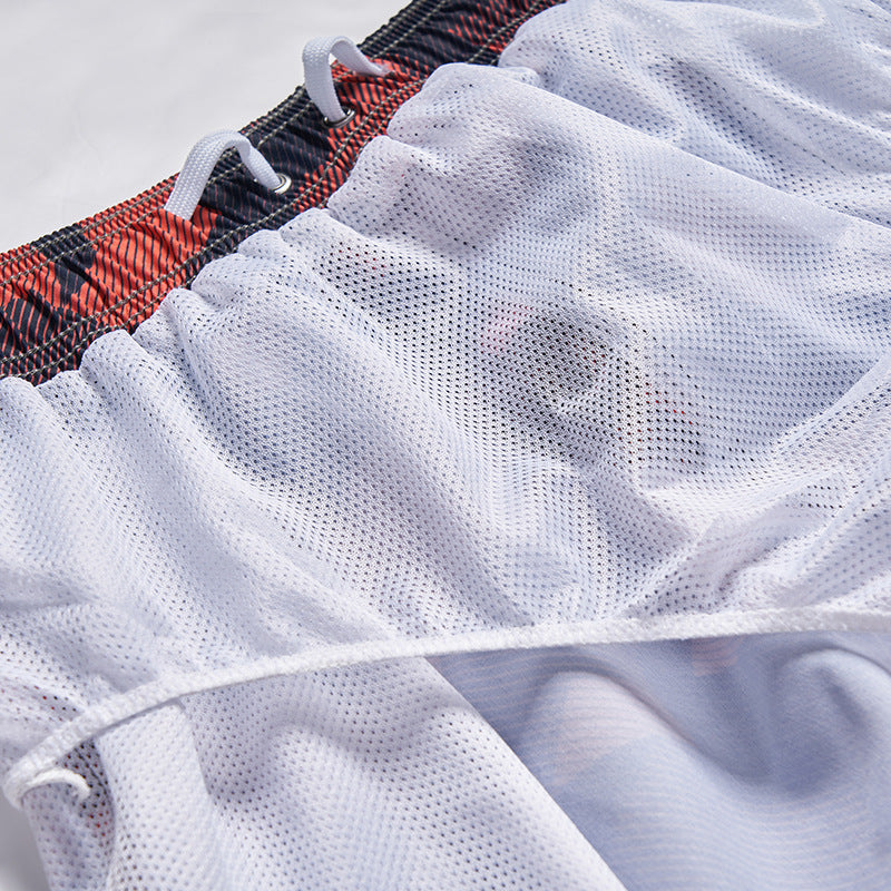 Men's 3D Digital Printing Pocket Shorts Buckle Lapel Summer Shorts | STK