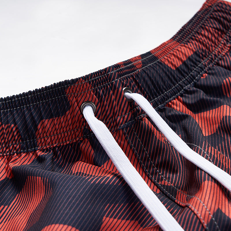 Men's 3D Digital Printing Pocket Shorts Buckle Lapel Summer Shorts | STK