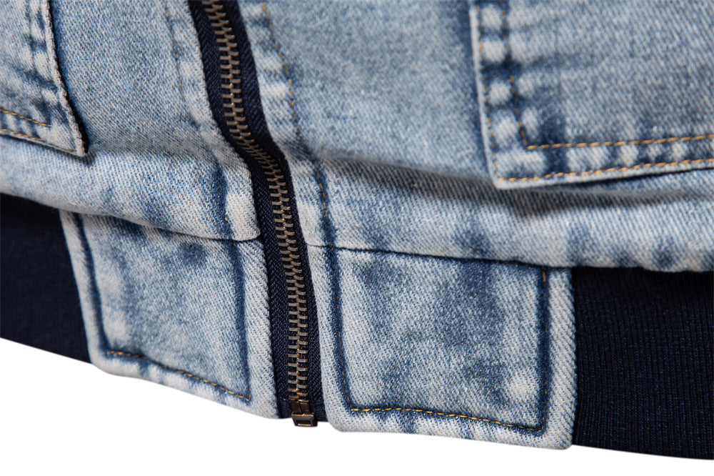 Giacca in denim con risvolto spesso invernale da uomo, a maniche lunghe, casual, con cuciture | JK258
