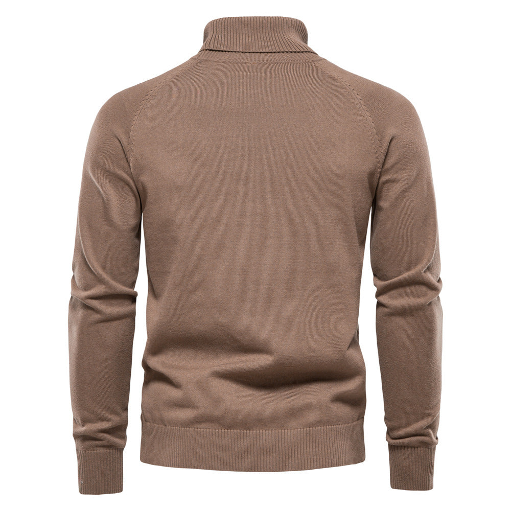 Cardigan à col roulé coupe slim pour homme, pull décontracté en tricot thermique | Y334